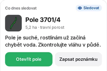 Skutečná obrazovka rádce pro pole Martina Opatrného